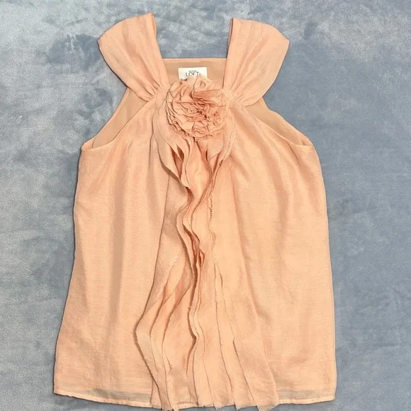 LOFT Soft Pink Floral Accent Blouse - Picture 6 of 9